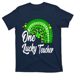 One Lucky Teacher Rainbow Leopard St Patrick’s Day T-Shirt