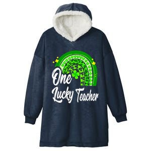 One Lucky Teacher Rainbow Leopard St Patrick’s Day Hooded Wearable Blanket