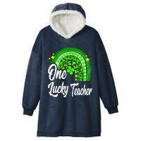 One Lucky Teacher Rainbow Leopard St Patrick’s Day Hooded Wearable Blanket