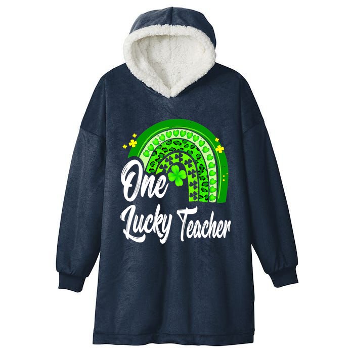 One Lucky Teacher Rainbow Leopard St Patrick’s Day Hooded Wearable Blanket