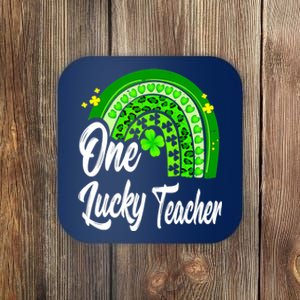 One Lucky Teacher Rainbow Leopard St Patrick’s Day Coaster