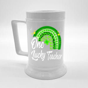 One Lucky Teacher Rainbow Leopard St Patrick’s Day Beer Stein