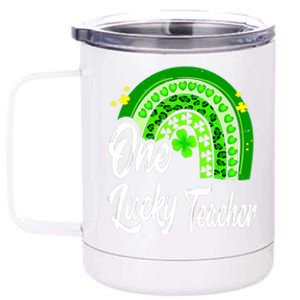 One Lucky Teacher Rainbow Leopard St Patrick’s Day 12 oz Stainless Steel Tumbler Cup