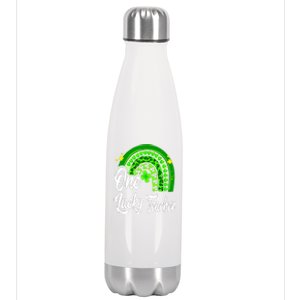 One Lucky Teacher Rainbow Leopard St Patrick’s Day Stainless Steel Insulated Water Bottle