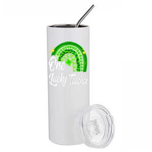 One Lucky Teacher Rainbow Leopard St Patrick’s Day Stainless Steel Tumbler