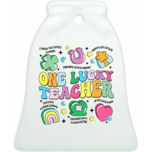 One Lucky Teacher Retro Teacher St PatrickS Day Teaching Ceramic Bell Ornament