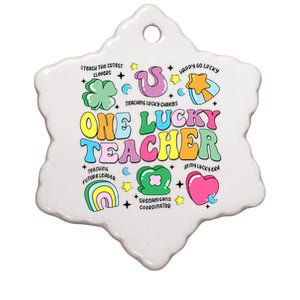 One Lucky Teacher Retro Teacher St PatrickS Day Teaching Ceramic Star Ornament