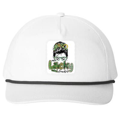 One Lucky Teacher Funny St Patricks Day Messy Bun Snapback Five-Panel Rope Hat