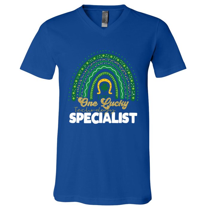 One Lucky Technology Specialist Rainbow St Patricks Day Gift V-Neck T-Shirt