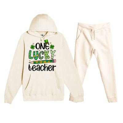 One Lucky Teacher St. Patrick S Day Irish Teacher Shamrock Premium Hooded Sweatsuit Set