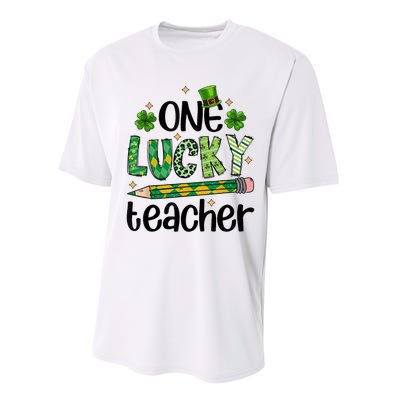 One Lucky Teacher St. Patrick S Day Irish Teacher Shamrock Performance Sprint T-Shirt