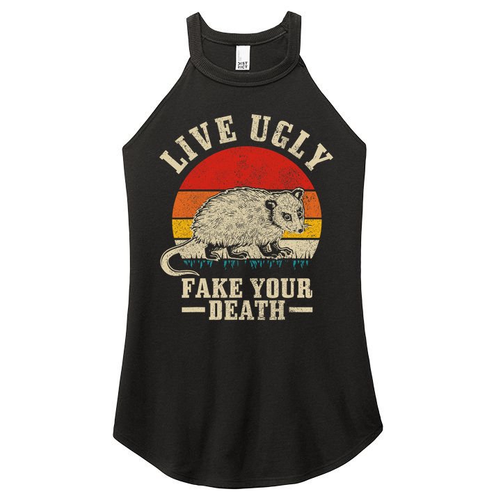 Opossum Live Ugly Fake Your Death Vintage Funny Opossum Women's Perfect Tri Rocker Tank