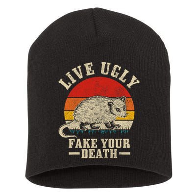 Opossum Live Ugly Fake Your Death Vintage Funny Opossum Short Acrylic Beanie