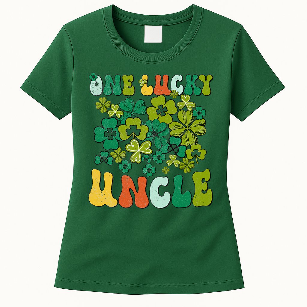 One Lucky Uncle Happy St Patrick's Day Irish Family Womens T-Shirt
