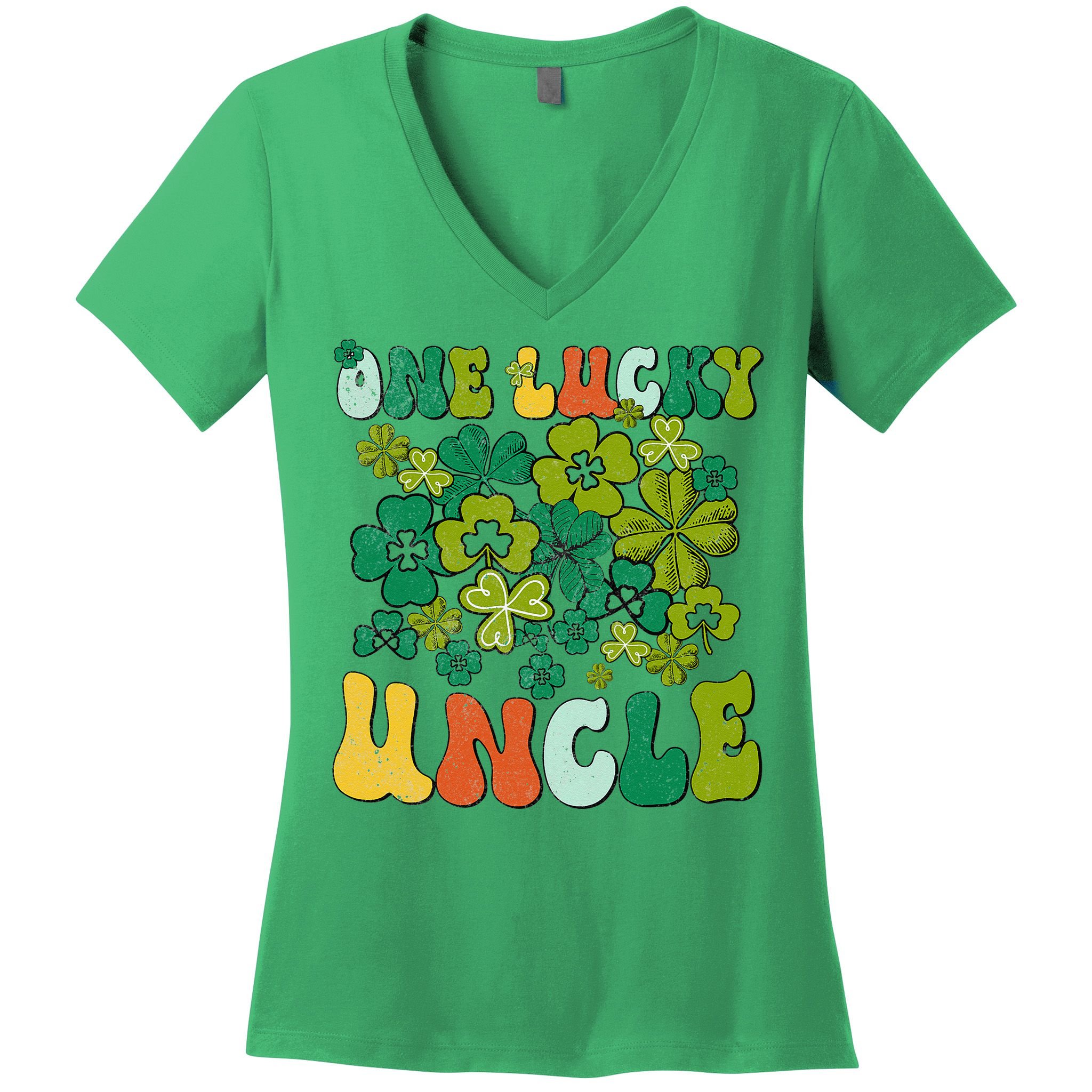 One Lucky Uncle Happy St Patrick's Day Irish Family Women's V-Neck T-Shirt