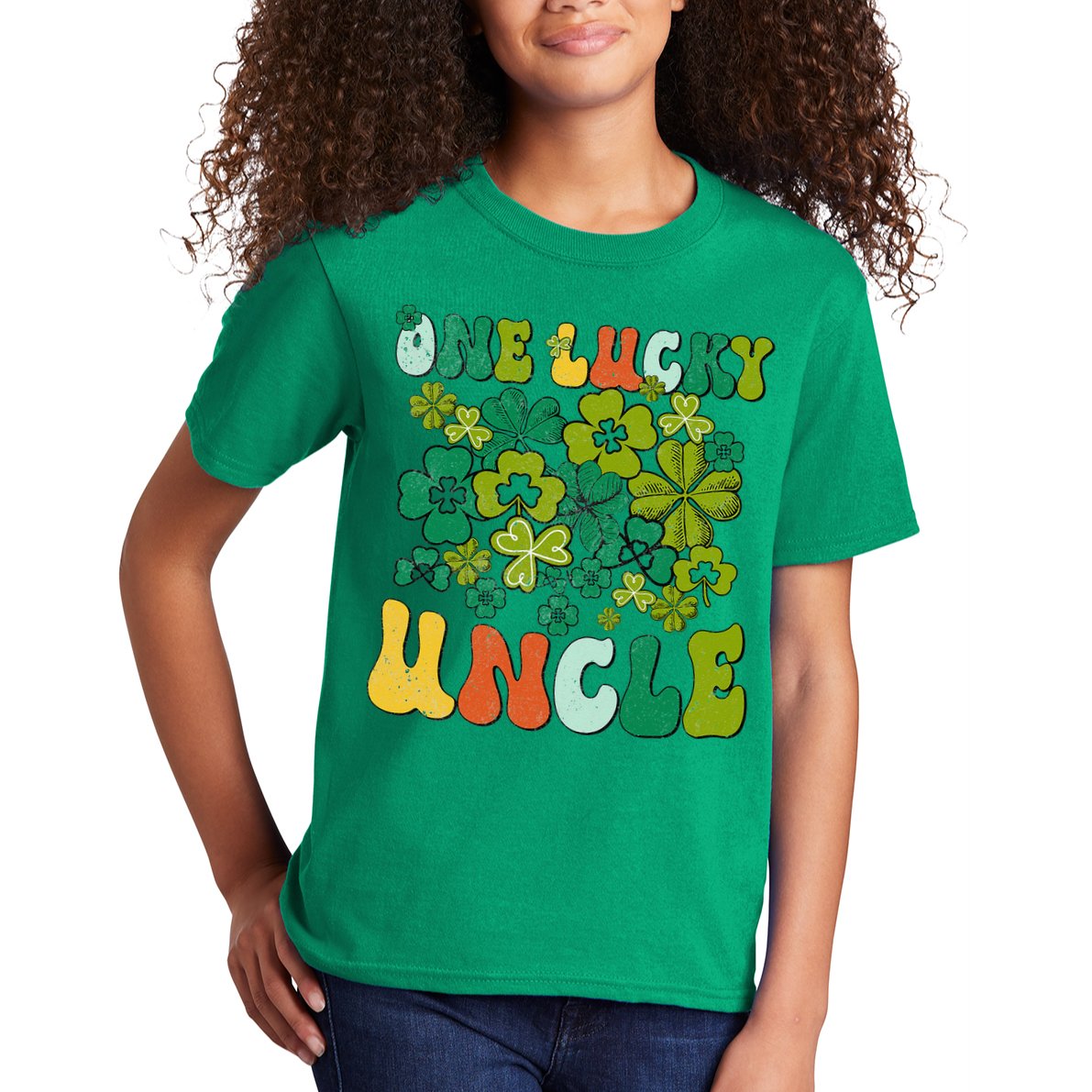 One Lucky Uncle Happy St Patrick's Day Irish Family Kids T-Shirt