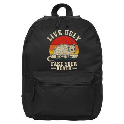 Opossum Live Ugly Fake Your Death Vintage Funny Opossum 16 in Basic Backpack