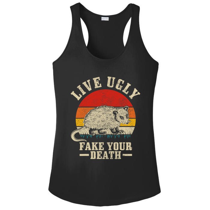 Opossum Live Ugly Fake Your Death Vintage Funny Opossum Ladies PosiCharge Competitor Racerback Tank