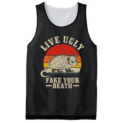 Opossum Live Ugly Fake Your Death Vintage Funny Opossum Mesh Reversible Basketball Jersey Tank