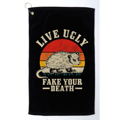 Opossum Live Ugly Fake Your Death Vintage Funny Opossum Platinum Collection Golf Towel