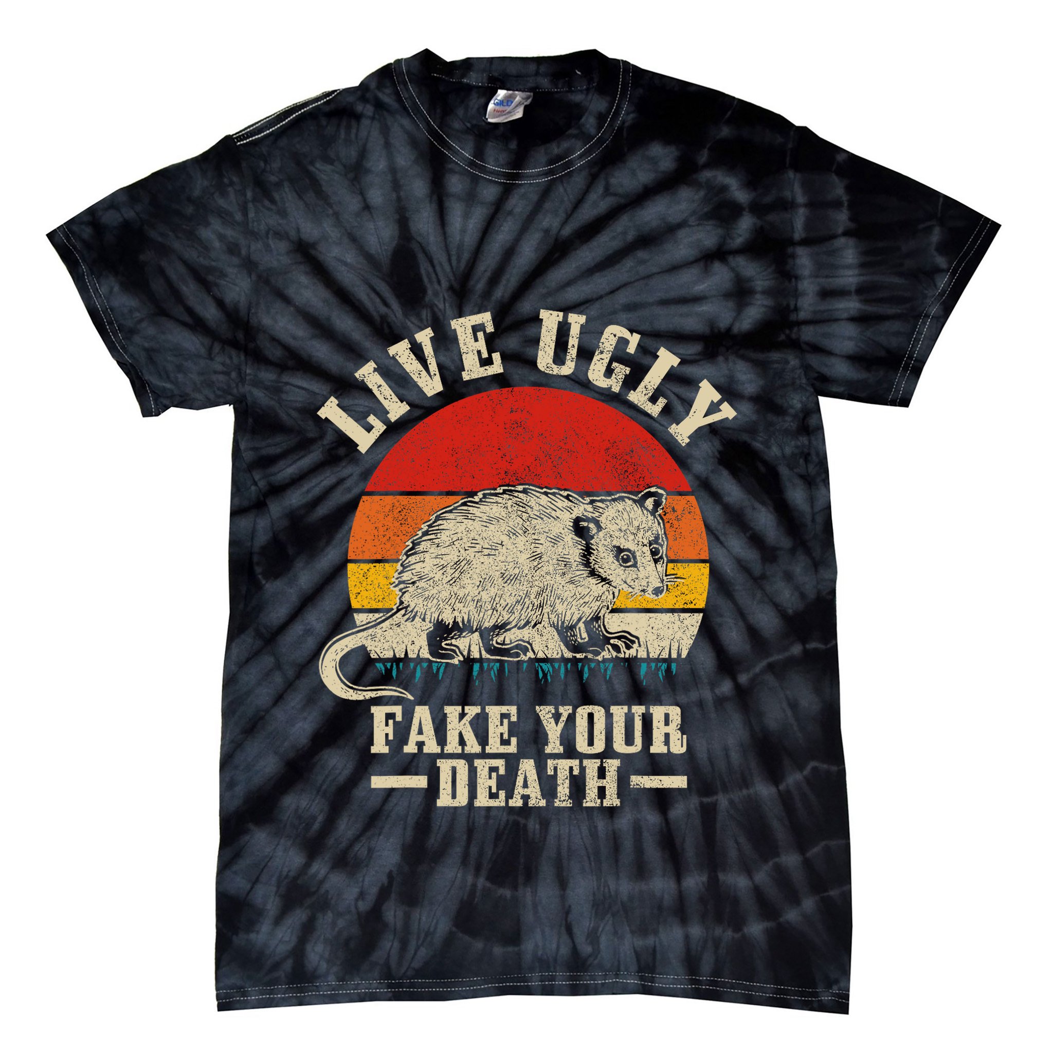 Opossum Live Ugly Fake Your Death Vintage Funny Opossum Tie-Dye T-Shirt