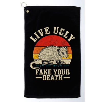 Opossum Live Ugly Fake Your Death Vintage Funny Opossum Golf Towel