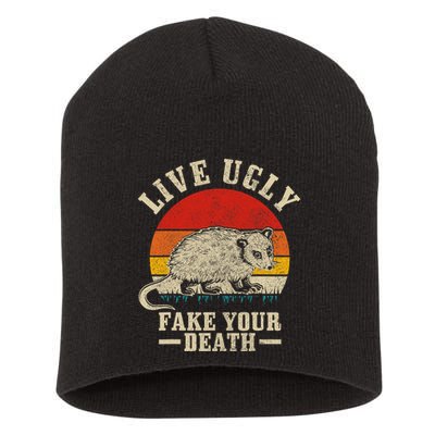 Opossum Live Ugly Fake Your Death Vintage Funny Opossum Short Acrylic Beanie