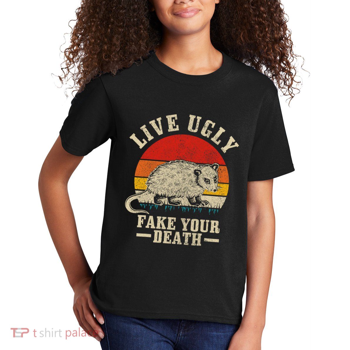 Opossum Live Ugly Fake Your Death Vintage Funny Opossum Kids T-Shirt