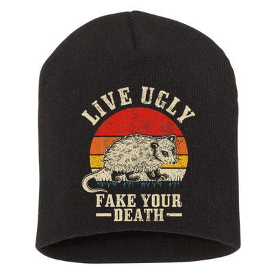 Opossum Live Ugly Fake Your Death Vintage Funny Opossum Short Acrylic Beanie