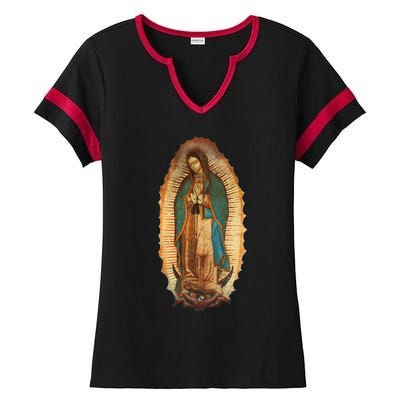 Our Lady Virgen De Guadalupe Virgin Mary Ladies Halftime Notch Neck Tee