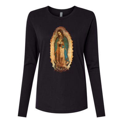 Our Lady Virgen De Guadalupe Virgin Mary Womens Cotton Relaxed Long Sleeve T-Shirt