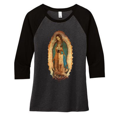 Our Lady Virgen De Guadalupe Virgin Mary Women's Tri-Blend 3/4-Sleeve Raglan Shirt