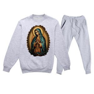 Our Lady Virgen De Guadalupe Virgin Mary Catholic Saint Art Premium Crewneck Sweatsuit Set