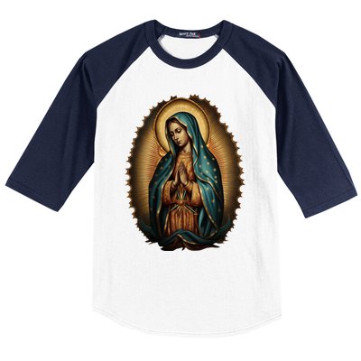 Our Lady Virgen De Guadalupe Virgin Mary Catholic Saint Art Baseball Sleeve Shirt