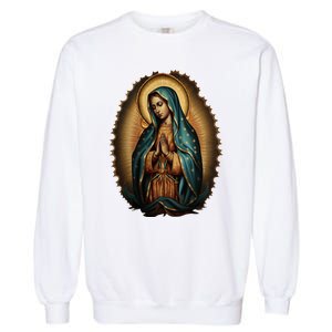 Our Lady Virgen De Guadalupe Virgin Mary Catholic Saint Art Garment-Dyed Sweatshirt