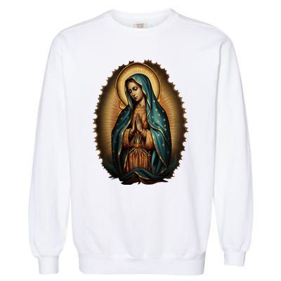 Our Lady Virgen De Guadalupe Virgin Mary Catholic Saint Art Garment-Dyed Sweatshirt