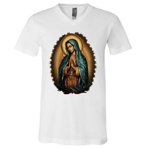 Our Lady Virgen De Guadalupe Virgin Mary Catholic Saint Art V-Neck T-Shirt