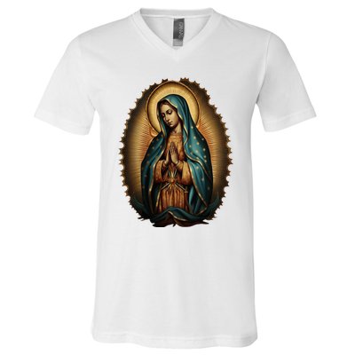 Our Lady Virgen De Guadalupe Virgin Mary Catholic Saint Art V-Neck T-Shirt