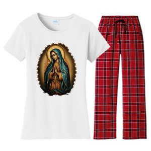 Our Lady Virgen De Guadalupe Virgin Mary Catholic Saint Art Women's Flannel Pajama Set