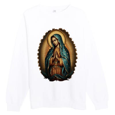 Our Lady Virgen De Guadalupe Virgin Mary Catholic Saint Art Premium Crewneck Sweatshirt