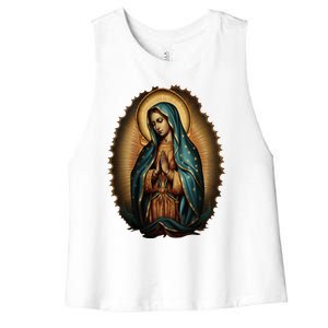 Our Lady Virgen De Guadalupe Virgin Mary Catholic Saint Art Women's Racerback Cropped Tank