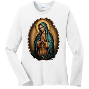 Our Lady Virgen De Guadalupe Virgin Mary Catholic Saint Art Ladies Long Sleeve Shirt