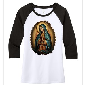 Our Lady Virgen De Guadalupe Virgin Mary Catholic Saint Art Women's Tri-Blend 3/4-Sleeve Raglan Shirt