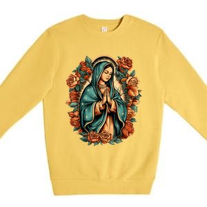 Our Lady Virgen De Guadalupe Virgin Mary Catholic Saint Art Premium Crewneck Sweatshirt