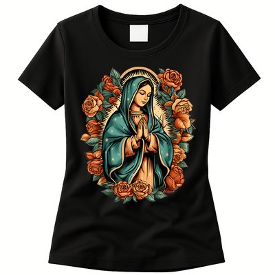 Our Lady Virgen De Guadalupe Virgin Mary Catholic Saint Art Womens T-Shirt