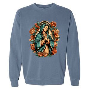 Our Lady Virgen De Guadalupe Virgin Mary Catholic Saint Art Garment-Dyed Sweatshirt