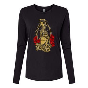 Our Lady Virgen De Guadalupe Virgin Mary Gracias Madre Mía Womens Cotton Relaxed Long Sleeve T-Shirt