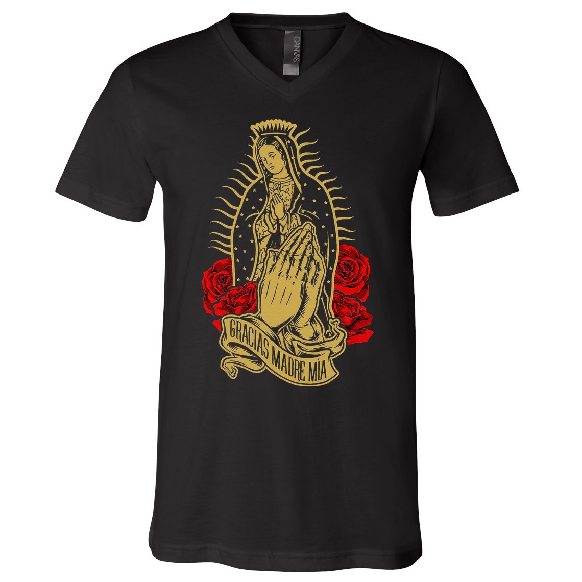 Our Lady Virgen De Guadalupe Virgin Mary Gracias Madre Mía V-Neck T-Shirt