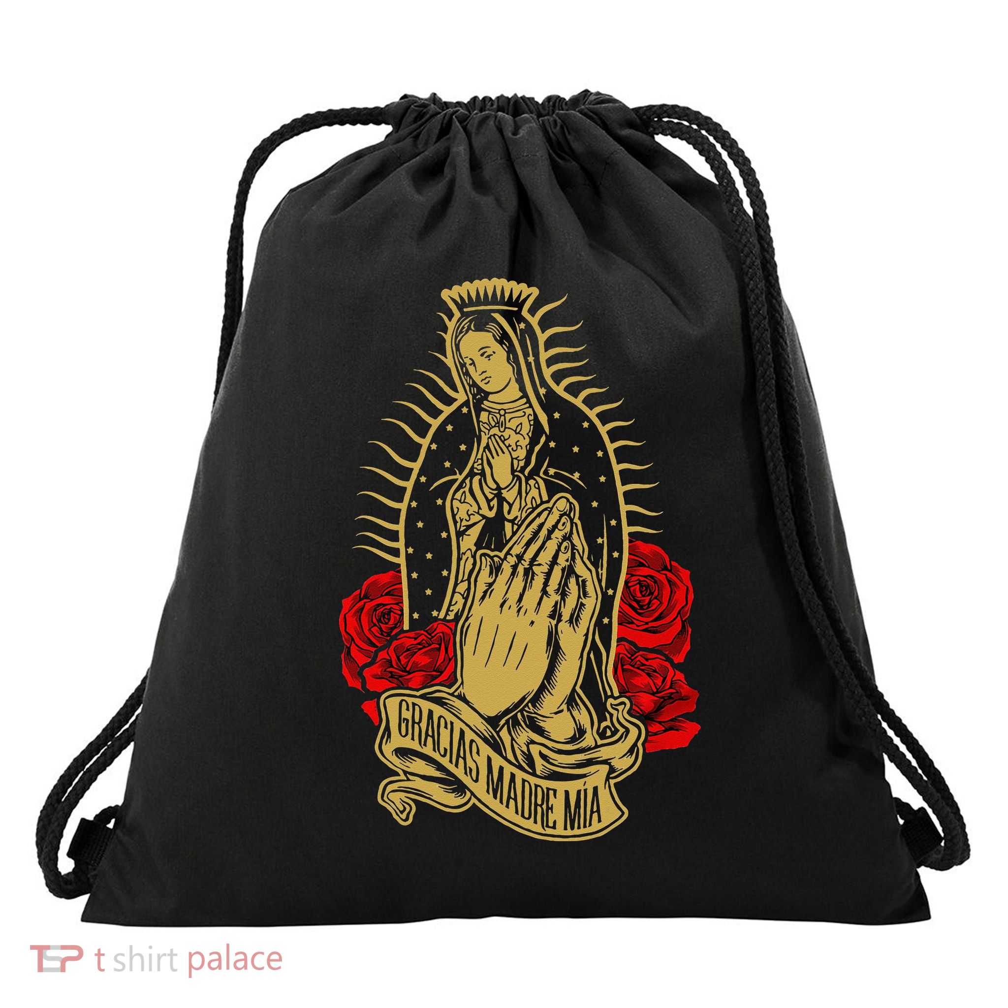 Our Lady Virgen De Guadalupe Virgin Mary Gracias Madre Mía Drawstring Bag