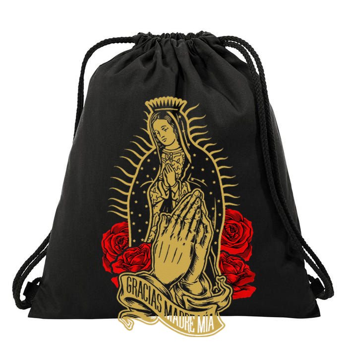 Our Lady Virgen De Guadalupe Virgin Mary Gracias Madre Mía Drawstring Bag